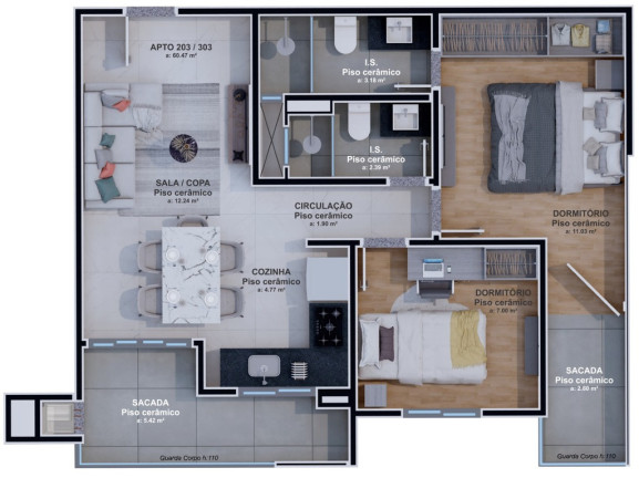 Imagem Apartamento com 2 Quartos à Venda, 60 m² em Hauer - Curitiba