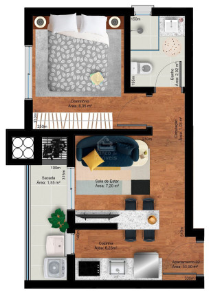 Apartamento com 1 Quarto à Venda, 33 m² em Camobi - Santa Maria