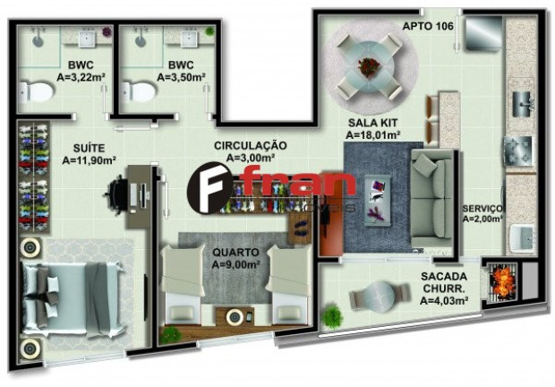 Imagem Apartamento com 2 Quartos à Venda, 57 m² em Itacorubi - Florianópolis