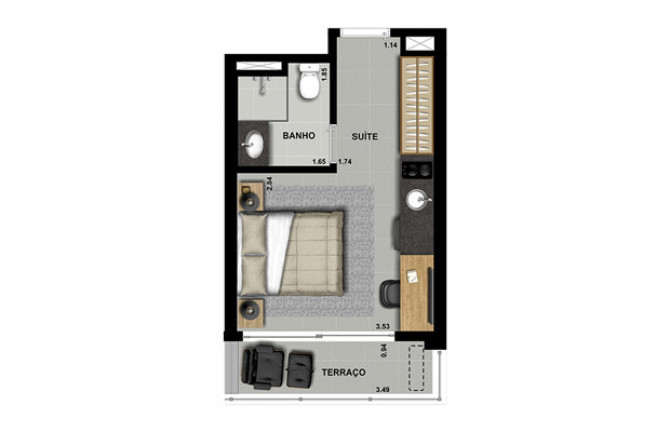 Imagem Studio com 1 Quarto à Venda, 24 m² em Consolação - São Paulo Imagem Studio com 1 Quarto à Venda, 24 m² em Consolação - São Paulo