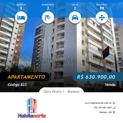 Apartamento com 3 Quartos à Venda, 100 m² em Dom Pedro I - Manaus