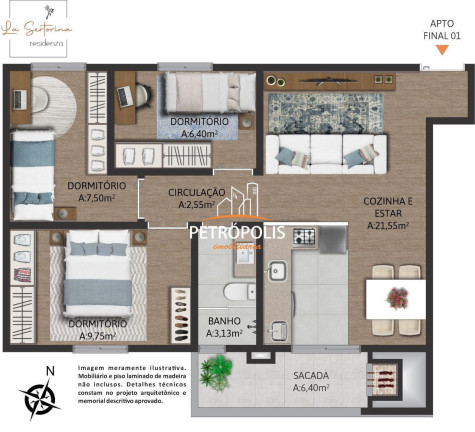 Imagem Apartamento com 3 Quartos à Venda, 64 m² em Desvio Rizzo - Caxias Do Sul