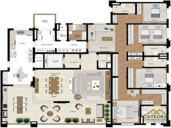 Imagem Apartamento com 4 Quartos à Venda, 296 m² em Anhangabaú - Jundiaí