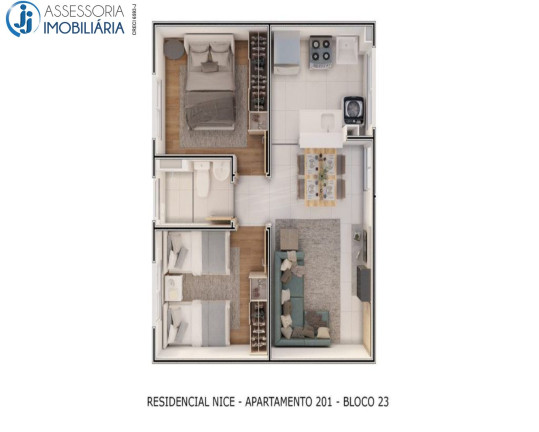 Imagem Apartamento com 2 Quartos para Alugar ou Temporada, 45 m² em Liberdade - Parnamirim