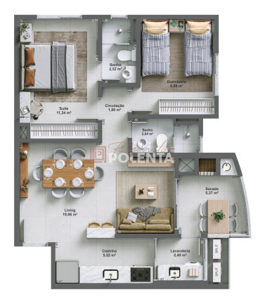 Imagem Apartamento com 2 Quartos à Venda, 67 m² em Centro - Criciúma Imagem Apartamento com 2 Quartos à Venda, 67 m² em Centro - Criciúma