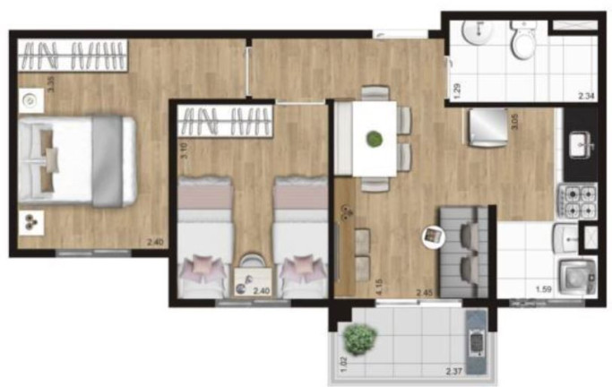 Imagem Apartamento com 2 Quartos à Venda, 44 m² em Taboão - São Bernardo Do Campo