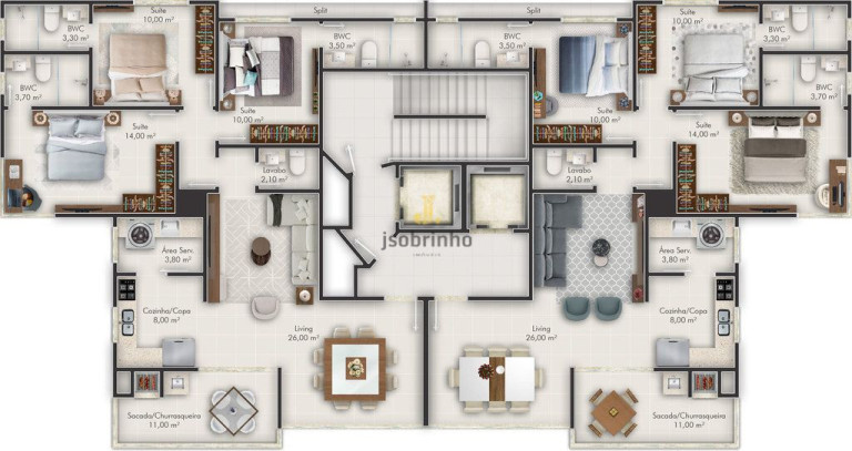 Apartamento com 3 Quartos à Venda, 115 m² em Meia Praia - Itapema