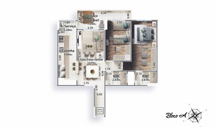 Imagem Apartamento com 2 Quartos à Venda, 75 m² em Forte - Praia Grande