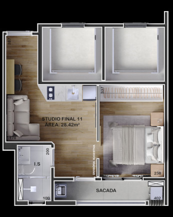 Imagem Apartamento com 1 Quarto à Venda, 86 m² em Boa Vista - Curitiba