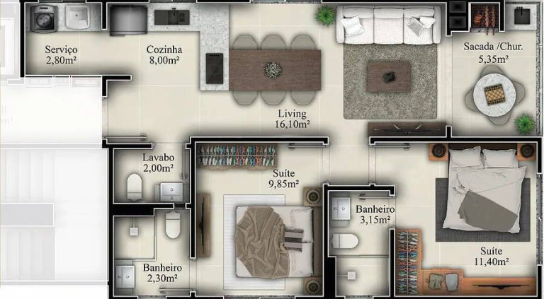 Imagem Apartamento com 3 Quartos à Venda, 79 m² em Balneário Perequê - Porto Belo Imagem Apartamento com 3 Quartos à Venda, 79 m² em Balneário Perequê - Porto Belo