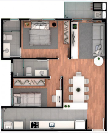 Imagem Apartamento com 2 Quartos à Venda, 64 m² em Santa Cândida - Curitiba