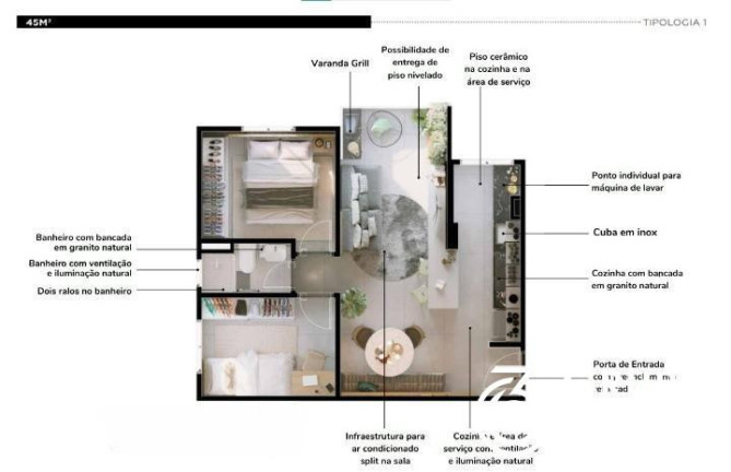 Imagem Apartamento com 2 Quartos à Venda, 45 m² em Santa Maria - Santo André