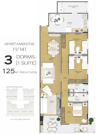 Imagem Apartamento com 3 Quartos à Venda, 125 m² em Guilhermina - Praia Grande