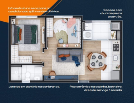 Imagem Apartamento com 2 Quartos à Venda, 60 m² em Prive Bois De Boulogne - Pinhais