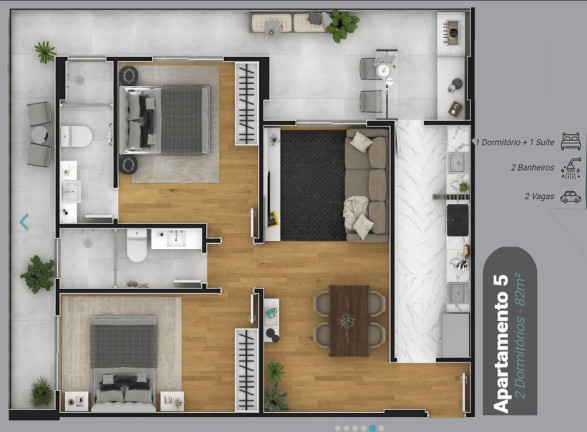 Imagem Imóvel com 2 Quartos à Venda, 82 m² em Boqueirão - Praia Grande