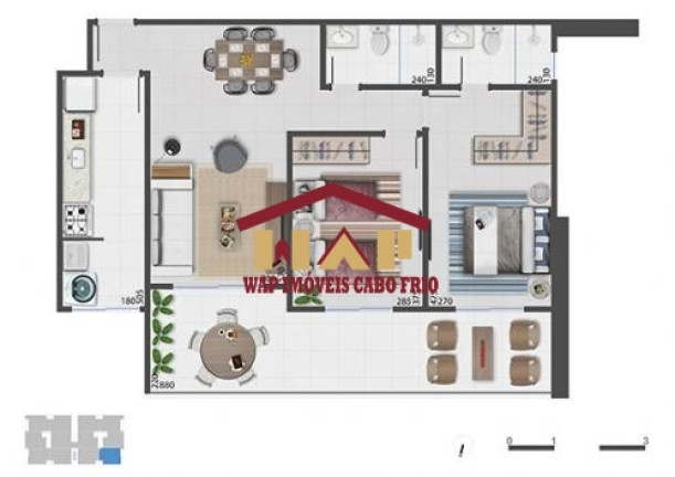 Imagem Apartamento com 2 Quartos à Venda, 80 m² em Jardim Excelsior - Cabo Frio
