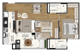 Apartamento com 2 Quartos à Venda, 61 m² em Silveira - Santo André