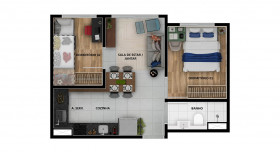 Apartamento com 2 Quartos à Venda, 35 m² em Santo Amaro - São Paulo