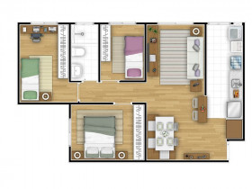 Apartamento com 3 Quartos à Venda, 58 m² em Jardim Do Lago Continuação - Campinas