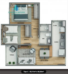 Apartamento com 3 Quartos à Venda, 55 m² em Jardim Nossa Senhora Da Penha - Hortolândia