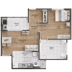 Apartamento com 2 Quartos à Venda, 55 m² em Jardim Do Bosque - Hortolândia