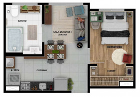 Apartamento com 2 Quartos à Venda, 35 m² em Santo Amaro - São Paulo