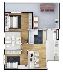 Imóvel com 2 Quartos à Venda, 59 m² em Lagoa Do Firenze - Hortolandia
