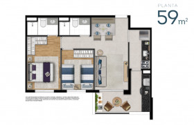 Apartamento com 2 Quartos à Venda, 60 m² em Ferreira - São Paulo