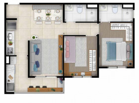 Apartamento com 2 Quartos à Venda, 56 m² em Campestre - Santo André