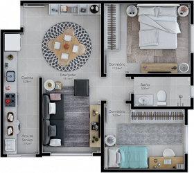 Apartamento com 2 Quartos à Venda, 56 m² em Cristo Rei - Içara