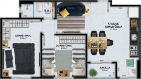Apartamento com 2 Quartos à Venda, 53 m² em Rio Maina - Criciúma