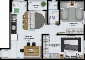Apartamento com 2 Quartos à Venda, 53 m² em Rio Maina - Criciúma