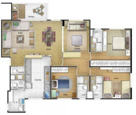 Apartamento com 4 Quartos à Venda, 123 m² em Parque Rural Fazenda Santa Cândida - Campinas