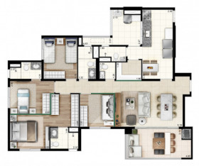 Apartamento com 4 Quartos à Venda, 127 m² em Jardim Caboré - São Paulo