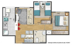 Apartamento com 2 Quartos à Venda, 44 m² em Jaraguá - São Paulo