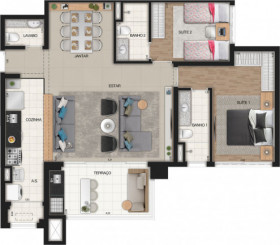 Apartamento com 3 Quartos à Venda, 67 m² em Centro - Osasco