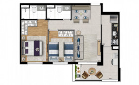 Apartamento com 2 Quartos à Venda, 59 m² em Ferreira - São Paulo