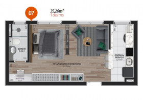 Apartamento com 1 Quarto à Venda, 35 m² em Centro - Caxias Do Sul